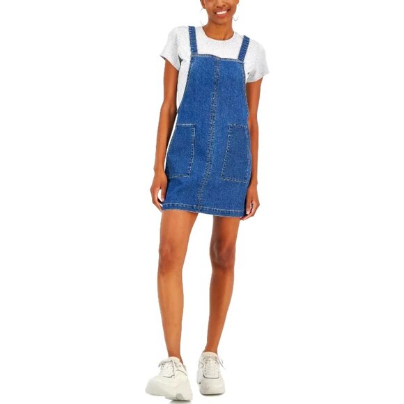 TINSELTOWN Juniors' Denim Pullover Pinafore Dress NWT - Picture 1 of 10
